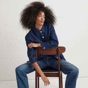 MADEWELL Oversized Shirt Jacket in Passport Blue Sz S